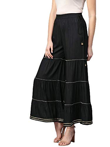 Yash Gallery Women's Rayon Flared Solid Sharara for Women