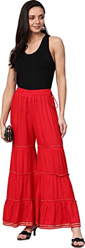 Yash Gallery Women's Rayon Flared Solid Sharara for Women