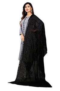 AKSHAR LLC Miss India Women's Chiffon Dupatta With Karachi Embroidery Work_2.30mtr