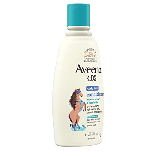 Aveeno Baby Kids Curly Hair Conditioner With Oat Extract & Shea Butter, Gently Nourishes & Hydrates For Defined Curls, Tear-Free & Suitable For Sensitive Skin, Hypoallergenic, 12 Fl. Oz, 1 Count