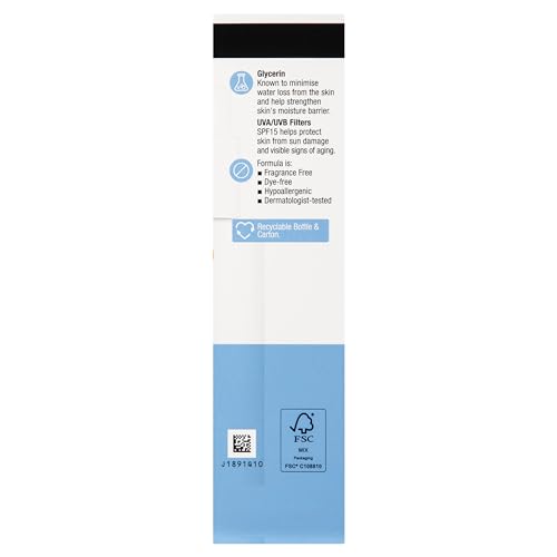 Neutrogena Ultra Gentle Daily Moisturiser SPF 15 | Glycerine based | Light Weight & Non Greasy | UVA & UVB Protection | Parabens Free | Fragrance Free | Dry & Sensitive Skin | 100ml