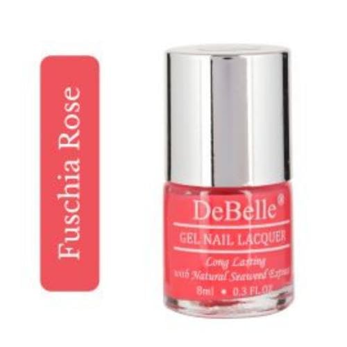 DeBelle Gel Nail Polish Fuschia Rose (Bright Pink Nail Paint)|Non UV - Gel Finish |Chip Resistant | Seaweed Enriched Formula| Long Lasting|Cruelty and Toxic Free| 8ml