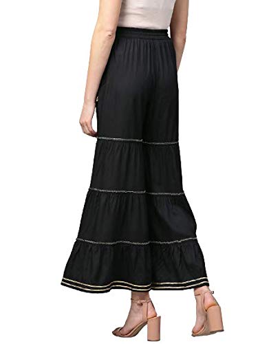 Yash Gallery Women's Rayon Flared Solid Sharara for Women