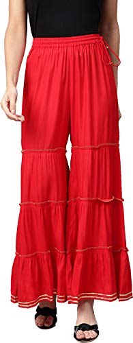 Yash Gallery Women's Rayon Flared Solid Sharara for Women