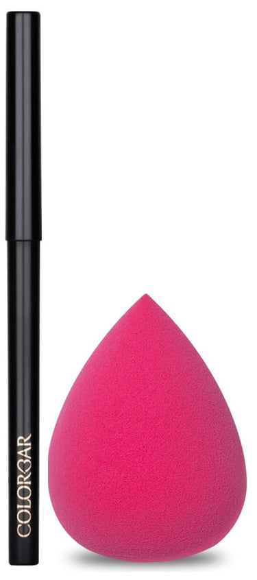 Colorbar Blend-Itude Makeup Sponge, Pink & Colorbar cosmetics Intensely Rich Kajal-Creatively, Black, 0.30 g