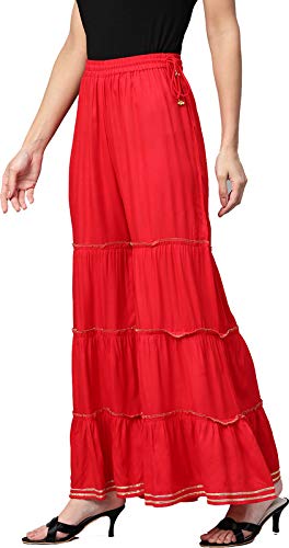 Yash Gallery Women's Rayon Flared Solid Sharara for Women