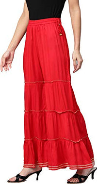 Yash Gallery Women's Rayon Flared Solid Sharara for Women