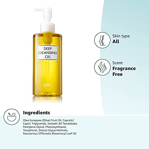 DHC Beauty Deep Cleansing Oil (200), with Olives, Removes Makeup And Impurities, Cleansing Oil/Makeup Remover for Soft & Glowing Skin