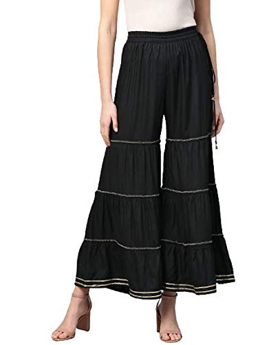 Yash Gallery Women's Rayon Flared Solid Sharara for Women