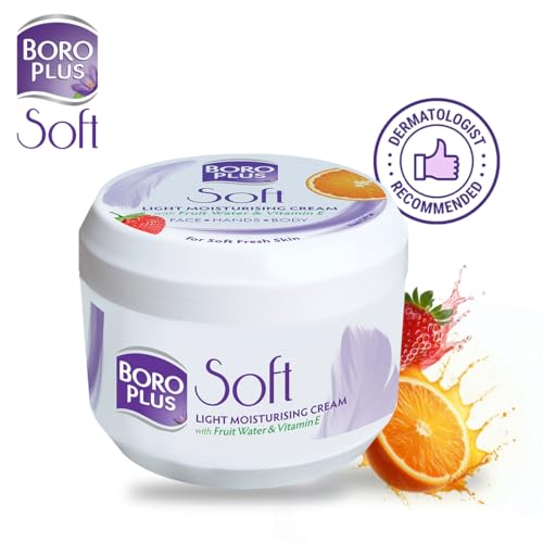 BoroPlus Soft Light Moisturising Cream | Light & Non-sticky | Provides 24 hour moisturisation|Ayurvedic Cream for all seasons |Hand Cream, Body Cream & Face Cream | Vitamin E - 300 ml (Pack of 2)