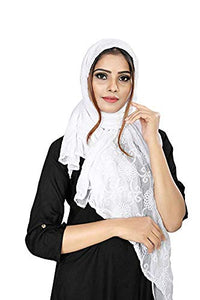 AKSHAR LLC Women's Designer Pure Chiffon Dupatta with Pure Cotton Thread Embroidery Work