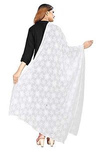 AKSHAR LLC Women's Designer Pure Chiffon Dupatta with Pure Cotton Thread Embroidery Work