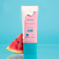 Aqualogica Radiance+ Oil Control Fluid Sunscreen for Oily Skin - 50 g | Ultra-Light Fluid Texture | SPF 50+ PA++++ UVA & UVB Protection | Oil Free | Controls Excess Oil | Non Greasy | No White Cast | For Men & Women