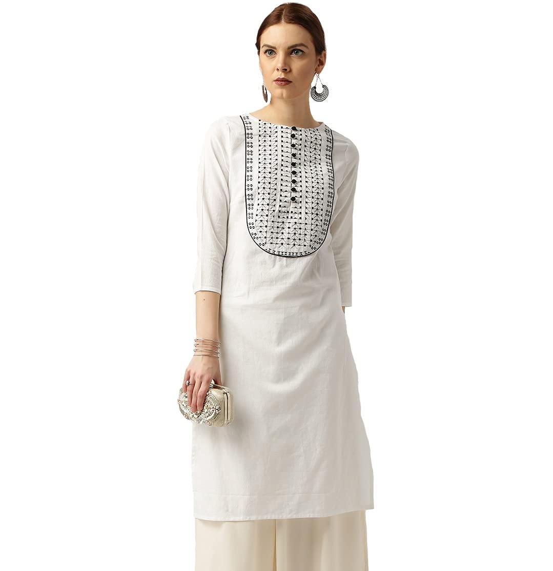 Amayra Women's Cotton Straight Embroidery Kurti