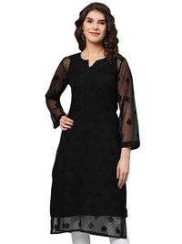 Ada Lucknowi Hand Embroidered Chikankari Women's Georgette Kurta Kurti with Slip