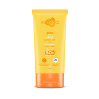 Aqualogica Glow+ Dewy Sunscreen SPF 50 PA++++ with Papaya & Vitamin C | For Dry, Sensitive, Oily & Combination Skin | UVA/B & Blue Light Protection | Travel Friendly | For Men & Women | 30g