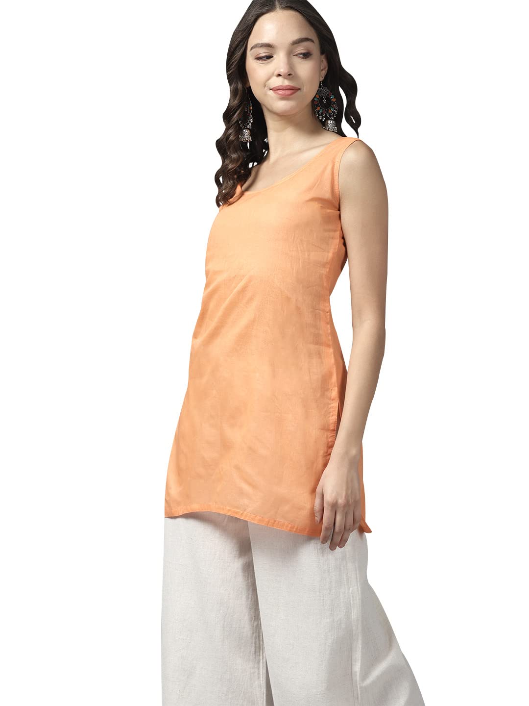 Ada Women's Hand Embroidered Lucknowi Chikankari Georgette Short Top Kurti with Slip