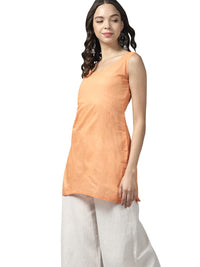 Ada Women's Hand Embroidered Lucknowi Chikankari Georgette Short Top Kurti with Slip