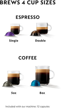 Nespresso Vertuo Plus Deluxe Coffee and Espresso Maker by Breville, Black Machine