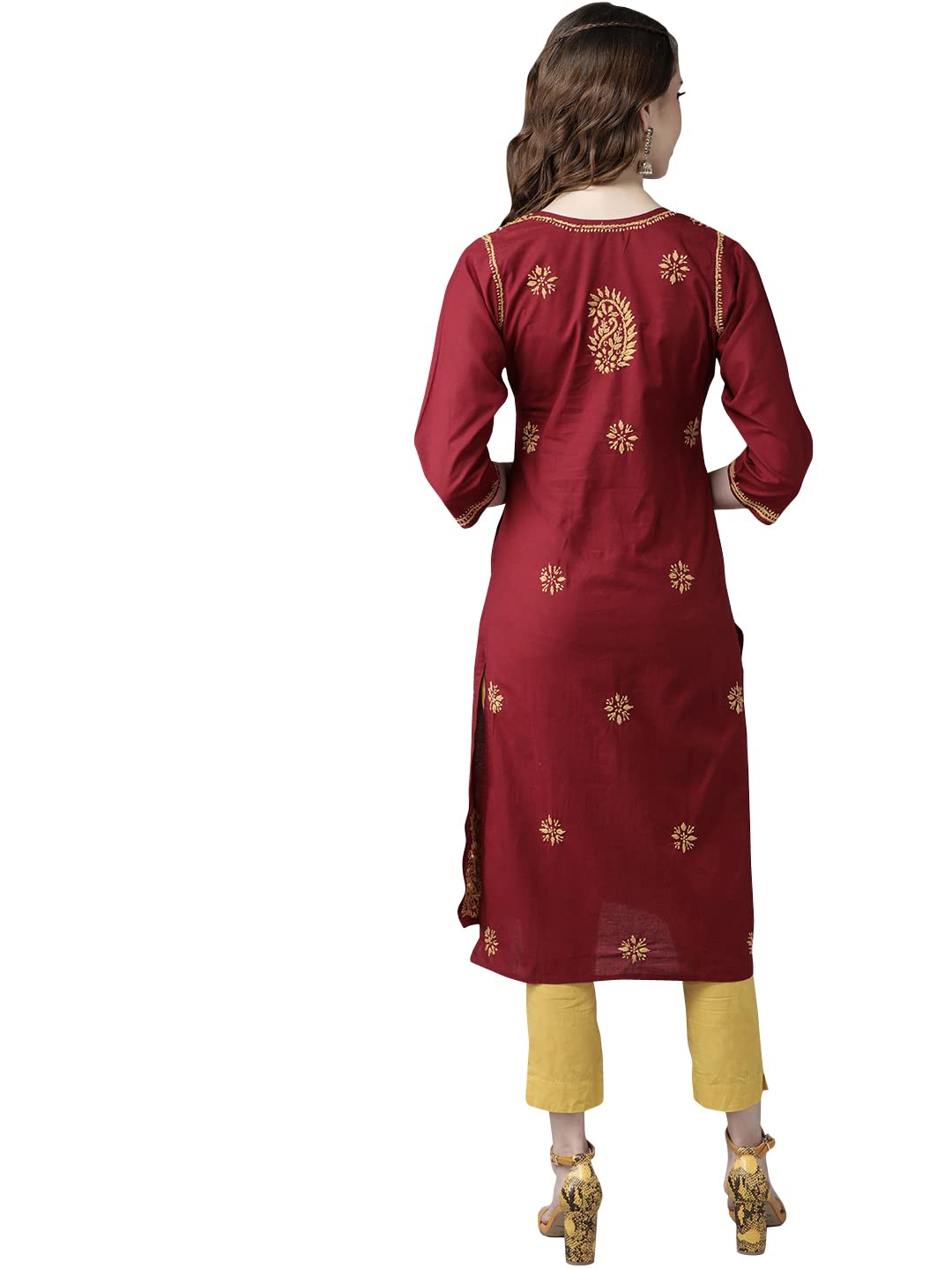 Ada Lucknowi Hand Embroidered Chikankari Straight Cotton Kurti Kurta for Women A188271