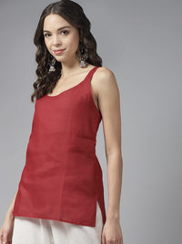 Ada Women's Hand Embroidered Lucknowi Chikankari Georgette Short Top Kurti with Slip
