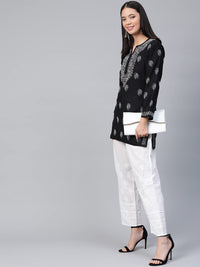 Ada Women's Cotton Top Tunic Hand Embroidered Lucknowi Chikankari Short Kurti