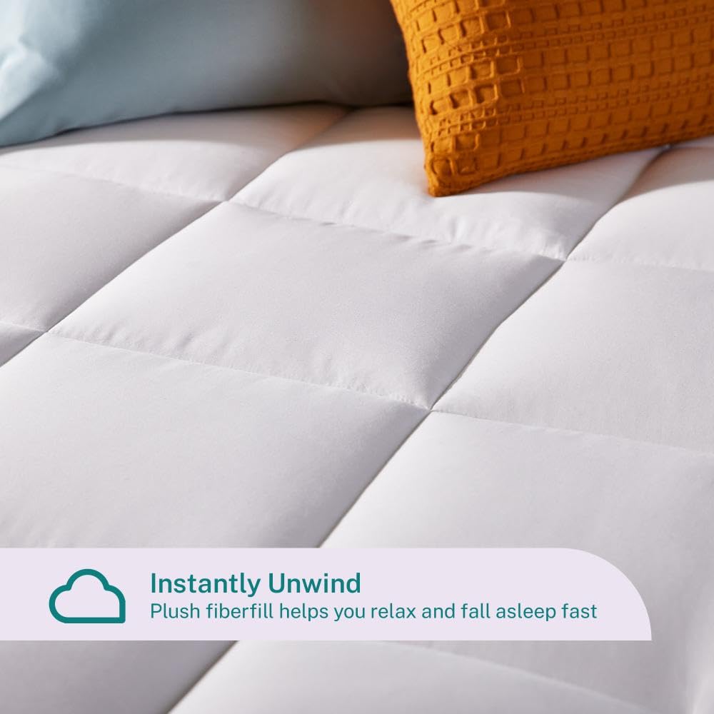 Sleep Innovations Cooling Comfort Gel Memory Foam Dual Layer Mattress Topper, 4 Inch, King Size, Pillow Top Cover