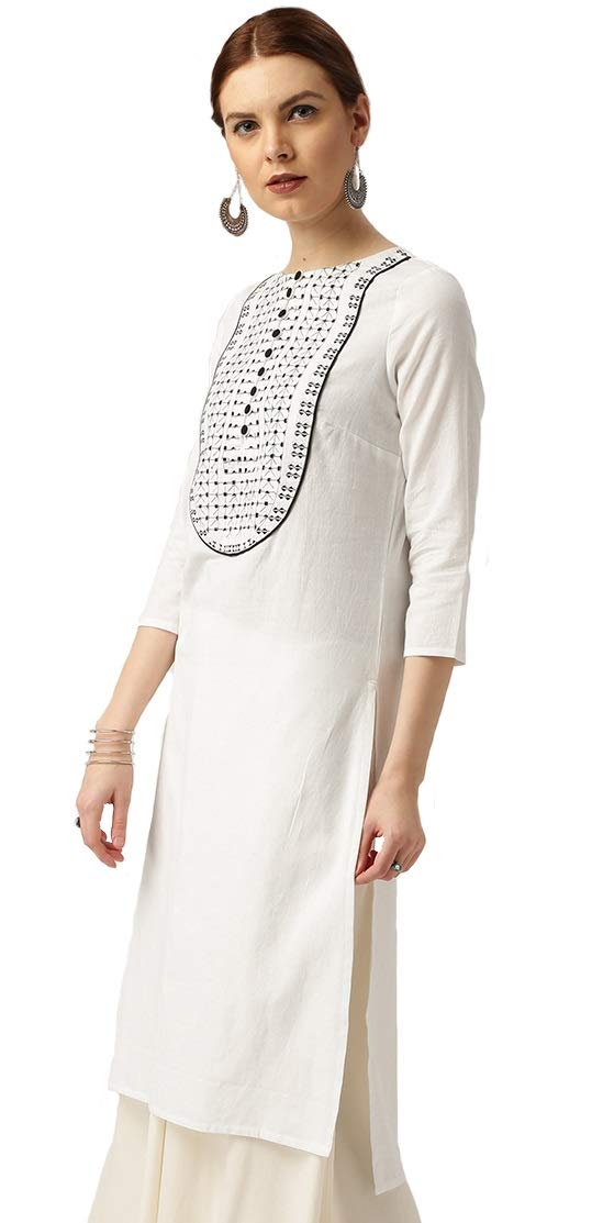 Amayra Women's Cotton Straight Embroidery Kurti