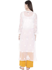 Ada Women's Hand Embroidered Faux Georgette Lucknowi Chikankari Kurti with Slip