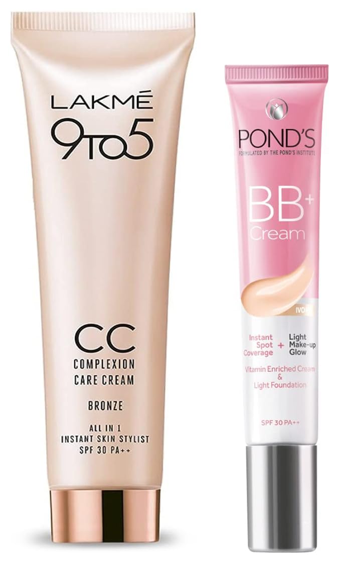 POND's White Beauty Natural Bb+ Light Coverage Fairness Cream For All Skin Types 01 Original, 18 G & 9 To 5 Complexion Care Face Cream For All Skin Types, Bronze, 30G, Pack Of 1