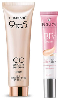 POND's White Beauty Natural Bb+ Light Coverage Fairness Cream For All Skin Types 01 Original, 18 G & 9 To 5 Complexion Care Face Cream For All Skin Types, Bronze, 30G, Pack Of 1