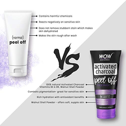 Wow Skin Science Activated Charcoal Peel Off Mask For Blackheads/Pimples/Acne - No Parabens & Mineral Oils, 100 Ml