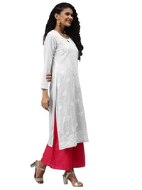 Ada Lucknowi Hand Embroidered Chikankari Straight Cotton Kurti Kurta for Women A188271