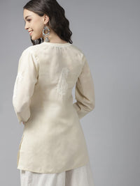 Ada Women's Hand Embroidered Lucknowi Chikankari Cotton Straight Short Top Kurti A178625