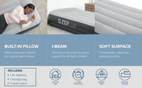 SleepLux Durable Inflatable Air Mattress with Built-in Pump, Pillow and USB Charger King 22