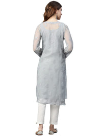 Ada Lucknowi Hand Embroidered Chikankari Women's Georgette Kurta Kurti with Slip