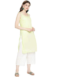 Ada Women's Hand Embroidered Faux Georgette Lucknowi Chikankari Kurti with Slip