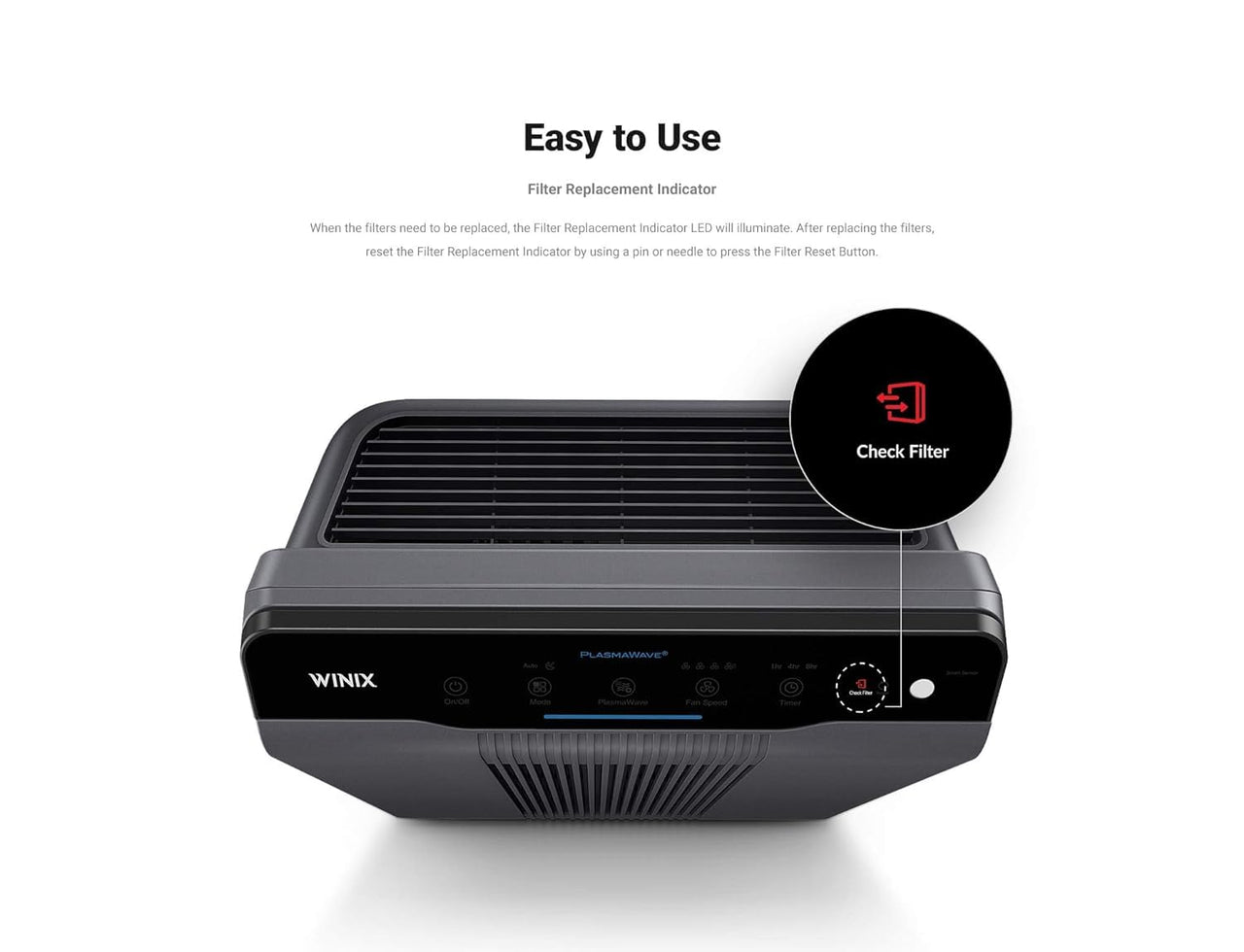 WINIX AM80 Air Purifier for Home Large Room Up to 1740 Ft² in 1 Hr With Air Quality Monitor, True HEPA, Advanced Odor Control Carbon Filter and Auto Mode, Captures Pet Allergies, Smoke, Dust Dark Gray