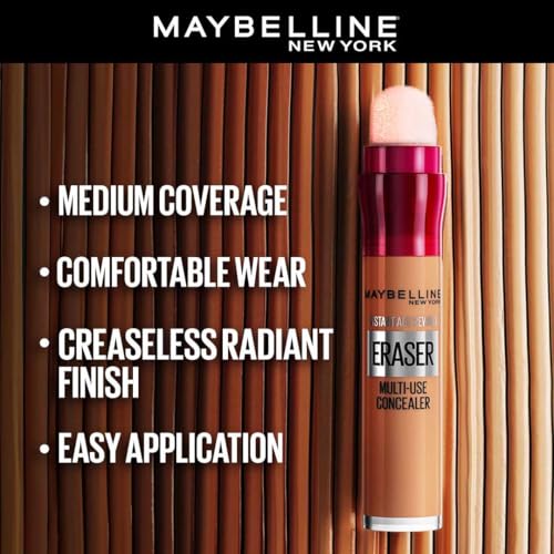 Maybelline New York Instant Age Rewind Dark Circles Treatment Concealer - Medium, Packed with Goji Berry & Haloxyl, Bright & Refreshed eyes, Erase dark circles & fine lines, Long Lasting Concealer, 6g