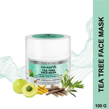 Colorbar Co-earth Tea Tree Face Mask 100g I For acne prone and oily skin I Goodness of Tea Tree and Turmeric Oil I Antibacterial I Purify skin