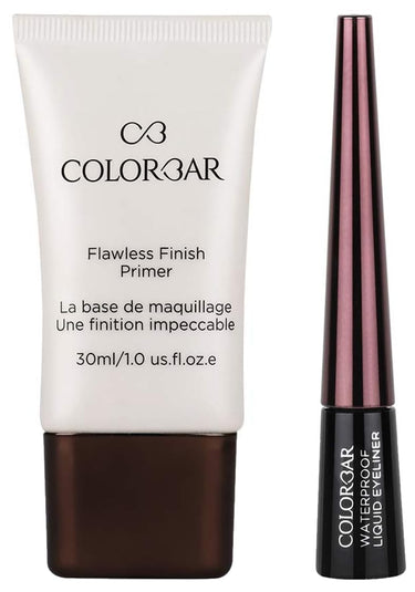 Colorbar Cosmetics Flawless Finish Primer, Transparent, 30 ml & Colorbar Waterproof Liquid Eyeliner, Black, 2.5ml