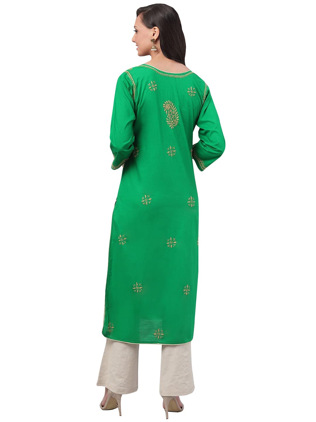 Ada Lucknowi Hand Embroidered Chikankari Straight Cotton Kurti Kurta for Women A188271