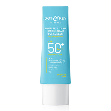 Dot & Key Blueberry Hydrate Barrier Repair Sunscreen Spf 50+,Pa++++|For Dry&Sensitive Skin|Non - Greasy Finish|No White Cast|Uv & Blue Light Protection|Broad Spectrum|For Women&Men|50G, 1 Count