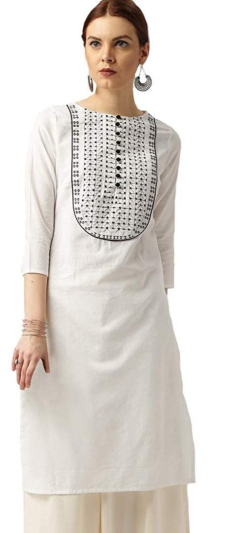 Amayra Women's Cotton Straight Embroidery Kurti