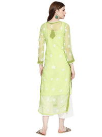 Ada Women's Hand Embroidered Faux Georgette Lucknowi Chikankari Kurti with Slip