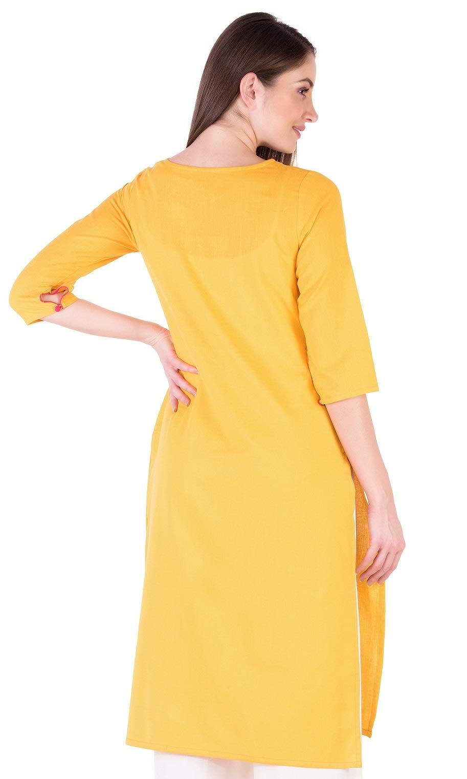 Amayra Women's Cotton Straight Embroidery Kurti