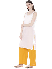 Ada Women's Hand Embroidered Faux Georgette Lucknowi Chikankari Kurti with Slip