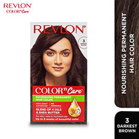 Revlon Color 'n Care Permanent Hair Color for Women -3 Darkest Brown | Blend of 4 oil's & Shea Butter| For Silky, Shiny & Nourished Hair | 100% Grey Coverage in 5 Minutes | Ammonia Free