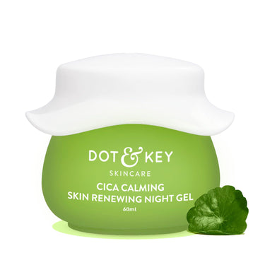 Dot & Key CICA Calming Skin Renewing Night Gel | For Oily, Acne Prone And Sensitive Skin | Night Cream with Niacinamide, Green Tea & Hyaluronic | Fades Blemishes & Dark Spots | 60ml