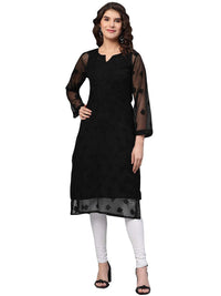 Ada Lucknowi Hand Embroidered Chikankari Women's Georgette Kurta Kurti with Slip